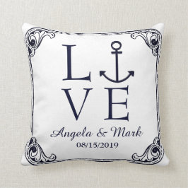 Almofada Amor náutico da decoração do vintage da âncora