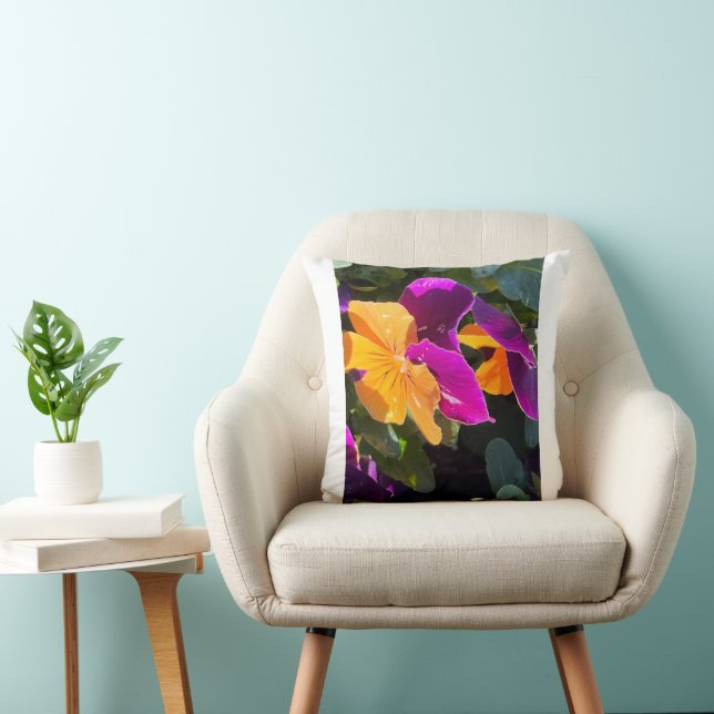 Almofada Amor-Perfeito Laranja e Roxo (Cadeira)