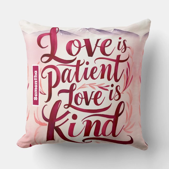 Almofada Amor Personalizado é Paciente Cristão (Frente)