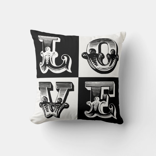 Almofada Amor preto e branco personalizado (Frente)