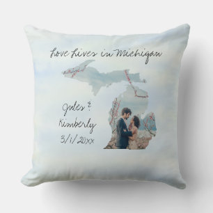 Almofada Amor Vive No Estado De Michigan Foto Personalizada