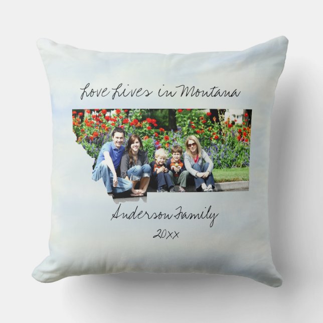 Almofada Amor Vive No Estado De Montana Em Foto Personaliza (Frente)