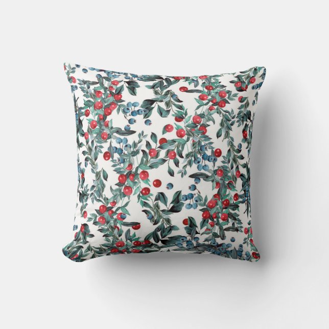 Almofada Amoras vermelhas festivas e azuis (Frente)
