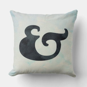 Almofada Ampersand Aquarela Náutica   Preto e Cores do Mar
