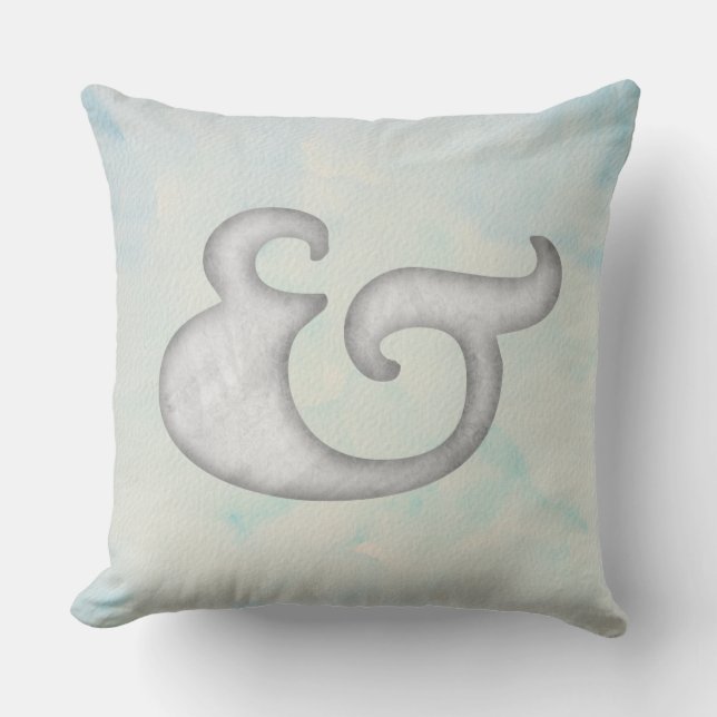 Almofada Ampersand Aquarela Náutico | Branco & Céu (Frente)