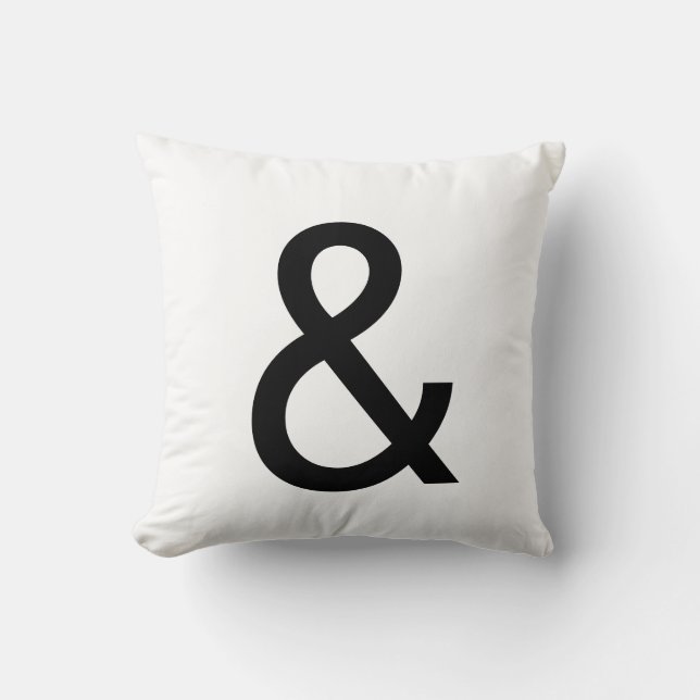 Almofada Ampersand Bold Text Em Preto E Branco (Frente)