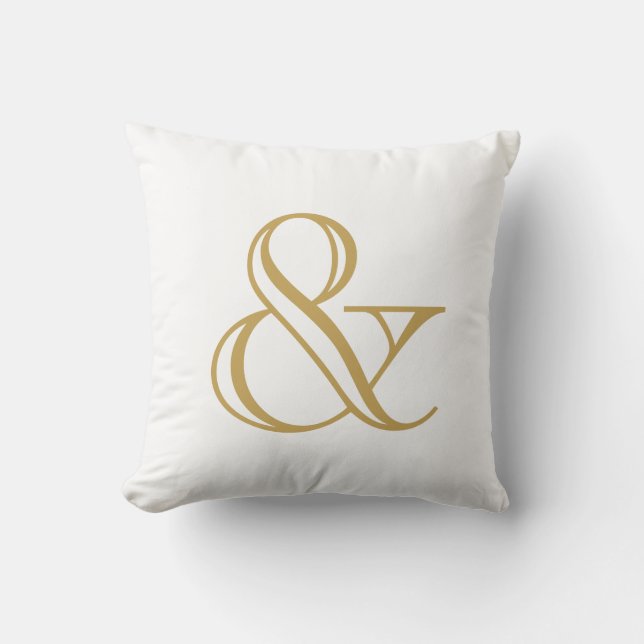 Almofada Ampersand Branco E Dourado (Frente)