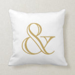 Almofada Ampersand Branco E Dourado<br><div class="desc">Dourada e em fundo branco.</div>