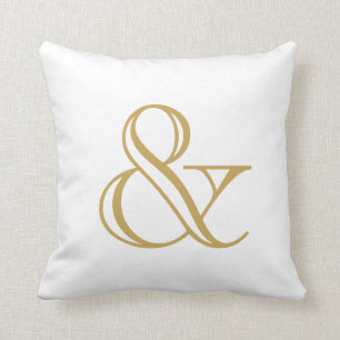 Almofada Ampersand Branco E Dourado