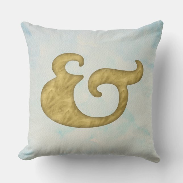 Almofada Ampersand de Aquarela #Náutica | Dourado para API (Frente)