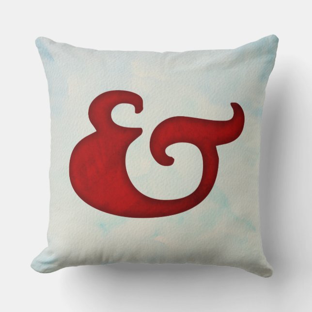Almofada Ampersand Náutico em Aquarela | Vermelho Elegante  (Frente)