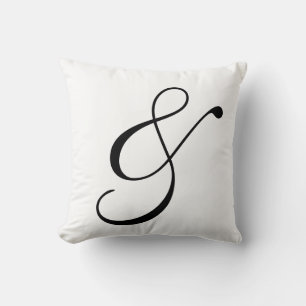 Almofada Ampersand Scroll Text Em Preto E Branco