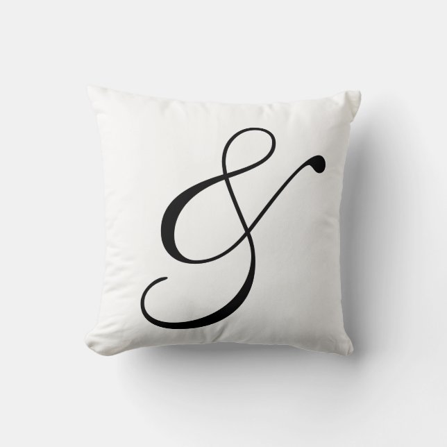 Almofada Ampersand Scroll Text Em Preto E Branco (Frente)
