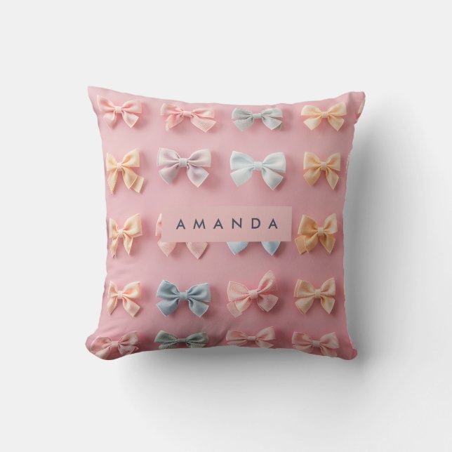 Almofada Amuleto Personalizado de Arco Fofo Pastel (Frente)