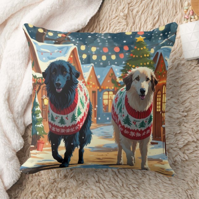 Almofada Anatolian Shepherd Dogs Christmas Snow Holiday (Cobertor)