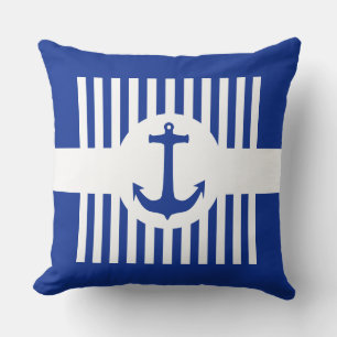 Almofada Anchor azul & listras + suas ideias