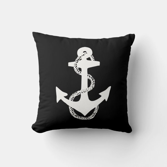 Almofada ANCHOR preto e branco de dois lados + ROPE | (Frente)