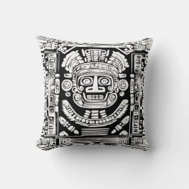Almofada Ancient Mayan Sun God Mask Tribal Art Throw Pillow