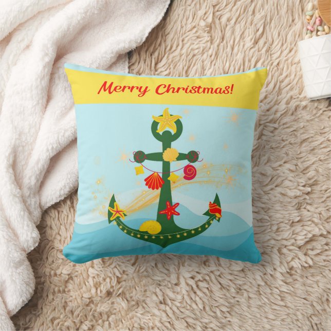 Almofada Âncora de Natal Náutica (Cobertor)