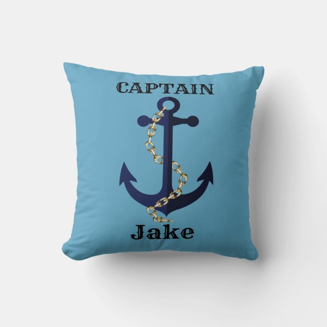 Almofada Âncora do mar, corrente, personalizada (Frente)