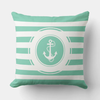 Almofada Âncora Náutica de Stripes Náuticas Verde e Branco