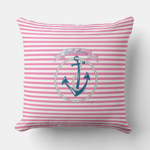Almofada Âncora Náutica "Sail Away", Corda, Faixa