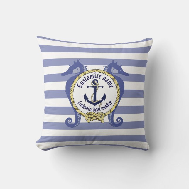Almofada Âncora/nó/cavalo/cavalo/nome e # náuticos (Frente)