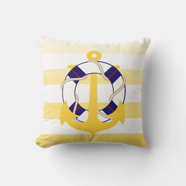 Almofada Âncora PixDezines/náutica/oceano/onda/aquarela (Frente)