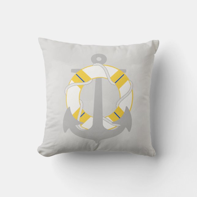 Almofada Âncora PixDezines/náutica/oceano/onda/aquarela (Frente)