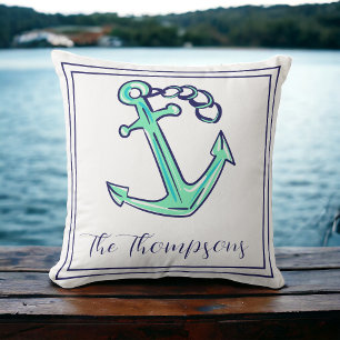 Almofada Ancoragem Verde Marinho Personalizada Barco Náutic