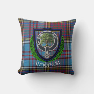 Almofada Anderson Scottish Clan Tartan e Crest