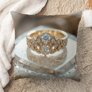 Almofada anel de diamante brilhante de ouro