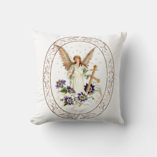 Almofada Angel Com Flores De Cruz E Clematis (Frente)