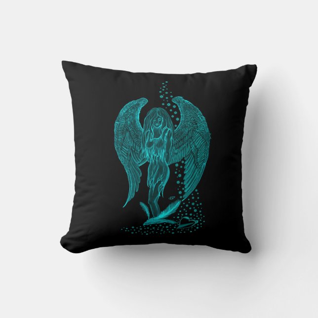 Almofada Angel perdeu no Love, Design preto e verde (Frente)