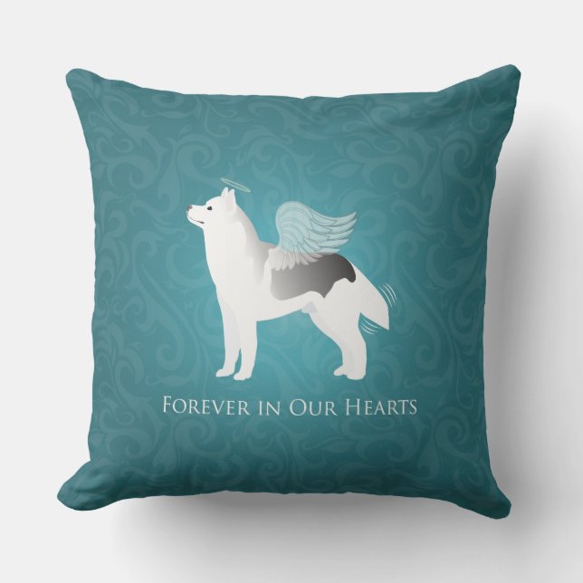 Almofada Angel Silver Siberian Husky Dog Pet Memorial (Frente)