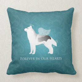 Almofada Angel Silver Siberian Husky Dog Pet Memorial