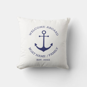 Almofada Ângulo náutico Nome do barco personalizado Bem-vin