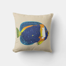 Almofada Ângulo Tropical Ilustração Brilhante Amarelo Azul