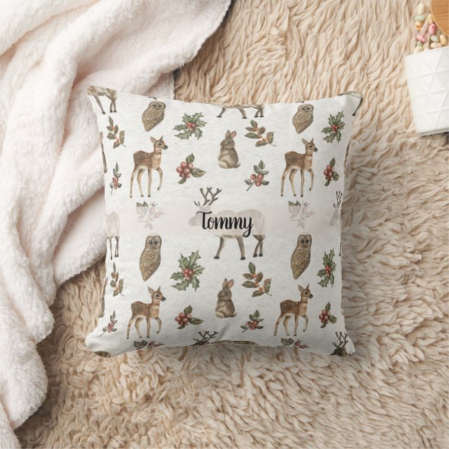 Almofada Animais Caprichosos da Floresta Nome Personalizado (Cobertor)