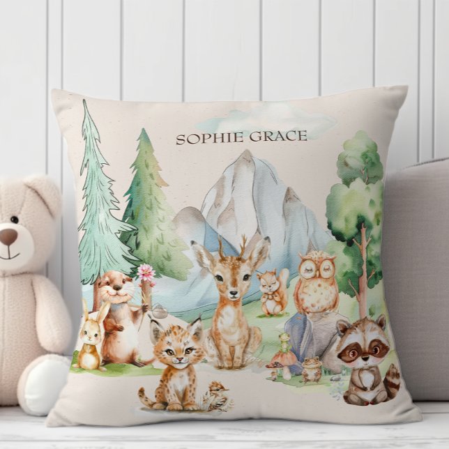 Almofada Animais da Floresta Boho Rústico Bebê (Criador carregado)