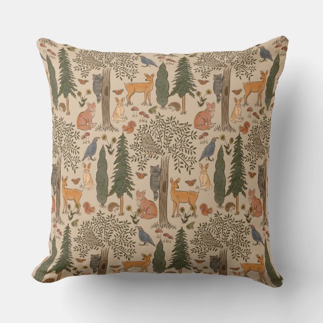 Almofada Animais da Floresta Florestal do Armário (Frente)