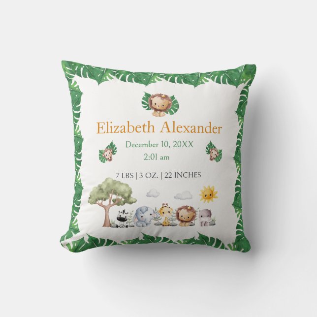 Almofada Animais da selva criados com o tema Safari (Frente)