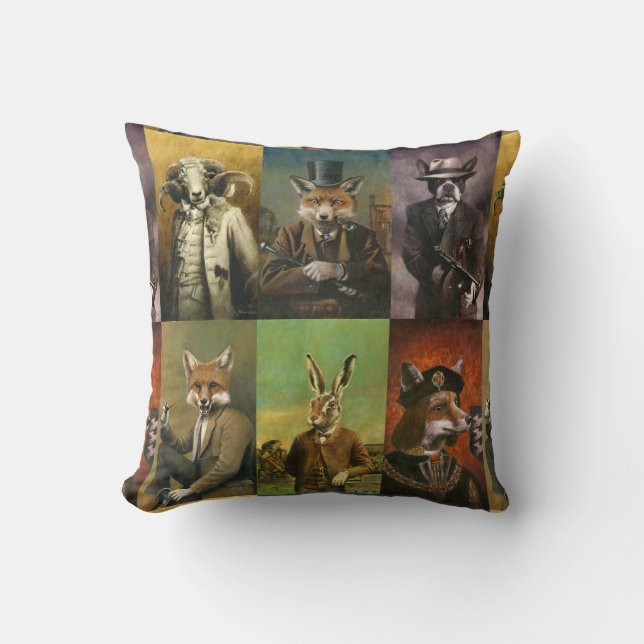 Almofada Animais da Vintage Engraçados Jogam Cushion (Frente)