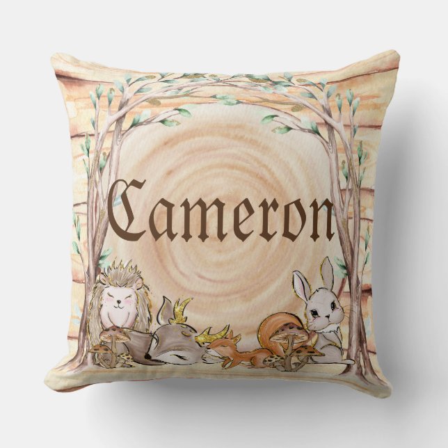 Almofada Animais De Bebê Da Floresta Glamorosa (Frente)