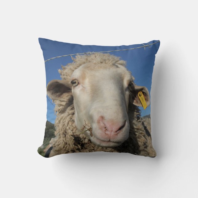 Almofada Animais de Cabeça de Ovelha de Merino Bonito (Frente)