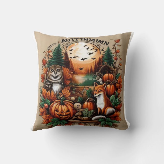 Almofada Animais de outono e Bombas (Verso)