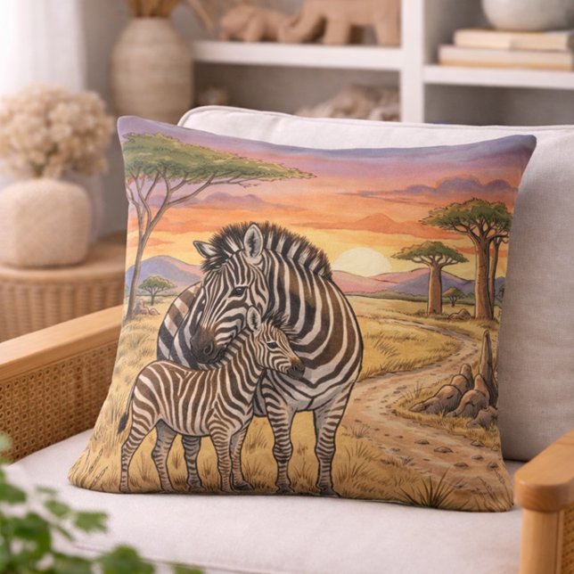 Almofada Animais de Safari Zebra Mamãe e Filhote  (Criador carregado)