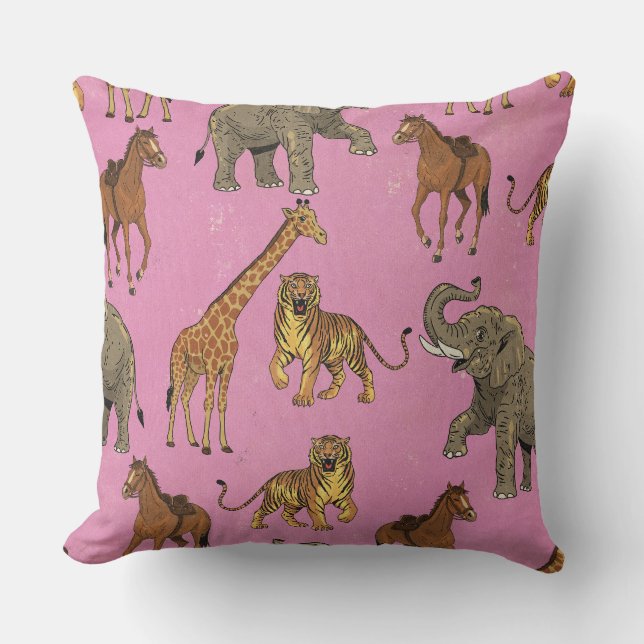 Almofada Animais de Zoológico Vintage (Frente)