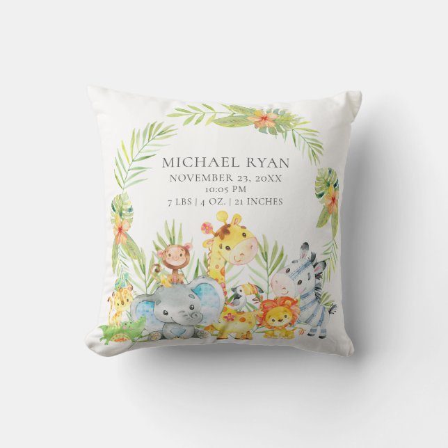Almofada Animais Selvagens Meninos Nascimento Travesseiro (Frente)