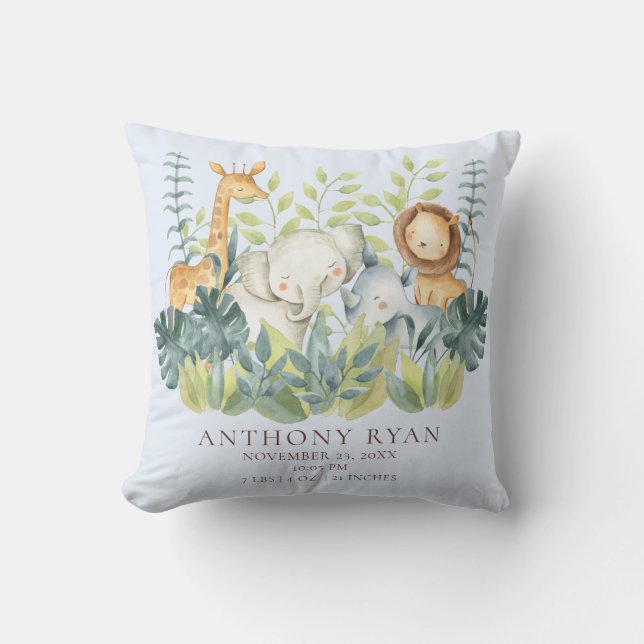 Almofada Animais Selvagens Meninos Nascimento Travesseiro (Frente)